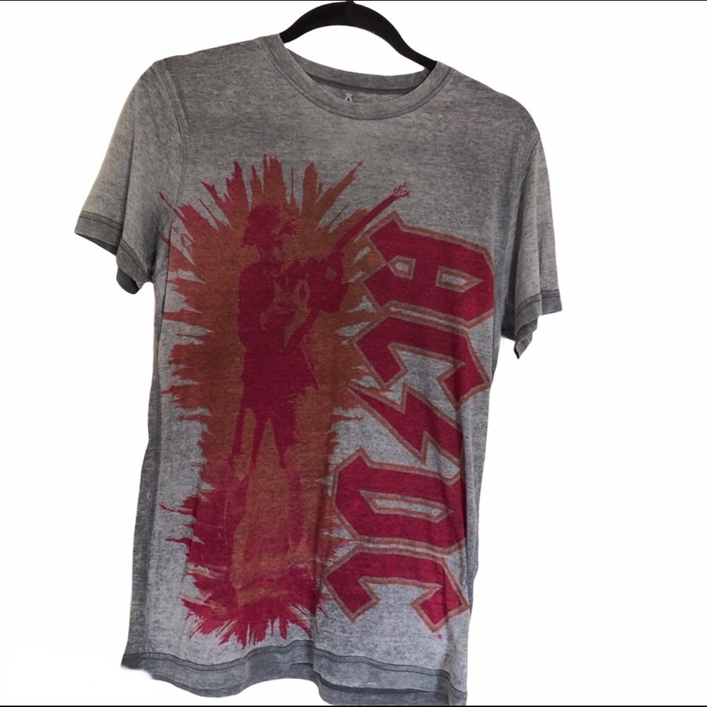 AC/DC S Burnout Tshirt Gray Angus Young Tee Rock Band Aces & Eights